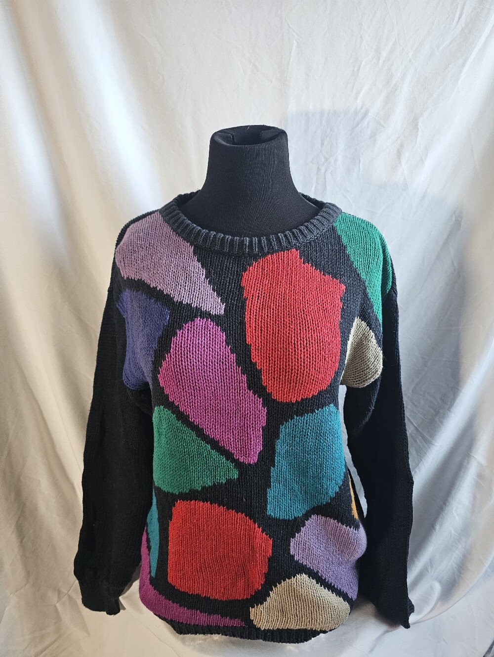 Vintage 80s Abstract Colorblock Crewneck Sweater Medium
